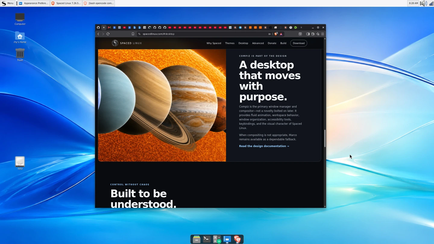 Spaced Linux macOS-style themed desktop